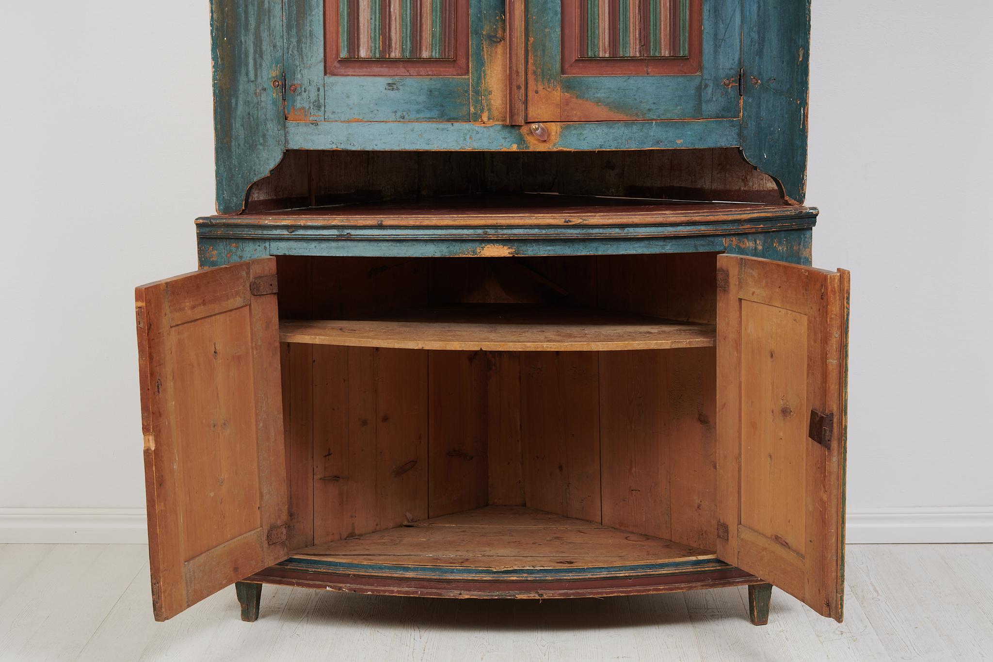 Pine Rare Untouched Antique Swedish Gustavian Corner Cabinet  For Sale
