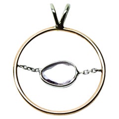 Rare untreated sapphire rosecut pendant 14KT gold