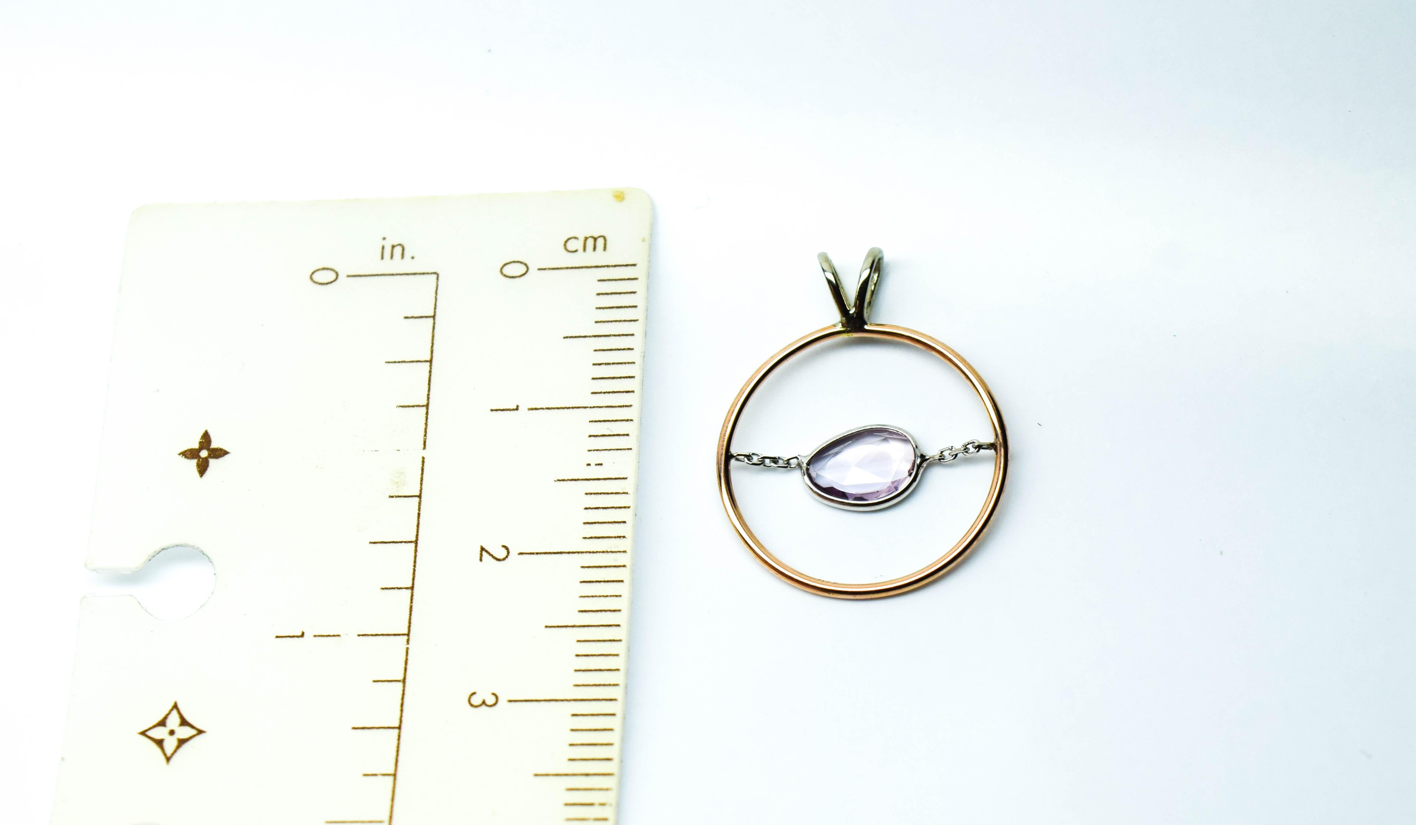 Women's or Men's Rare untreated sapphire rosecut pendant 14KT gold For Sale