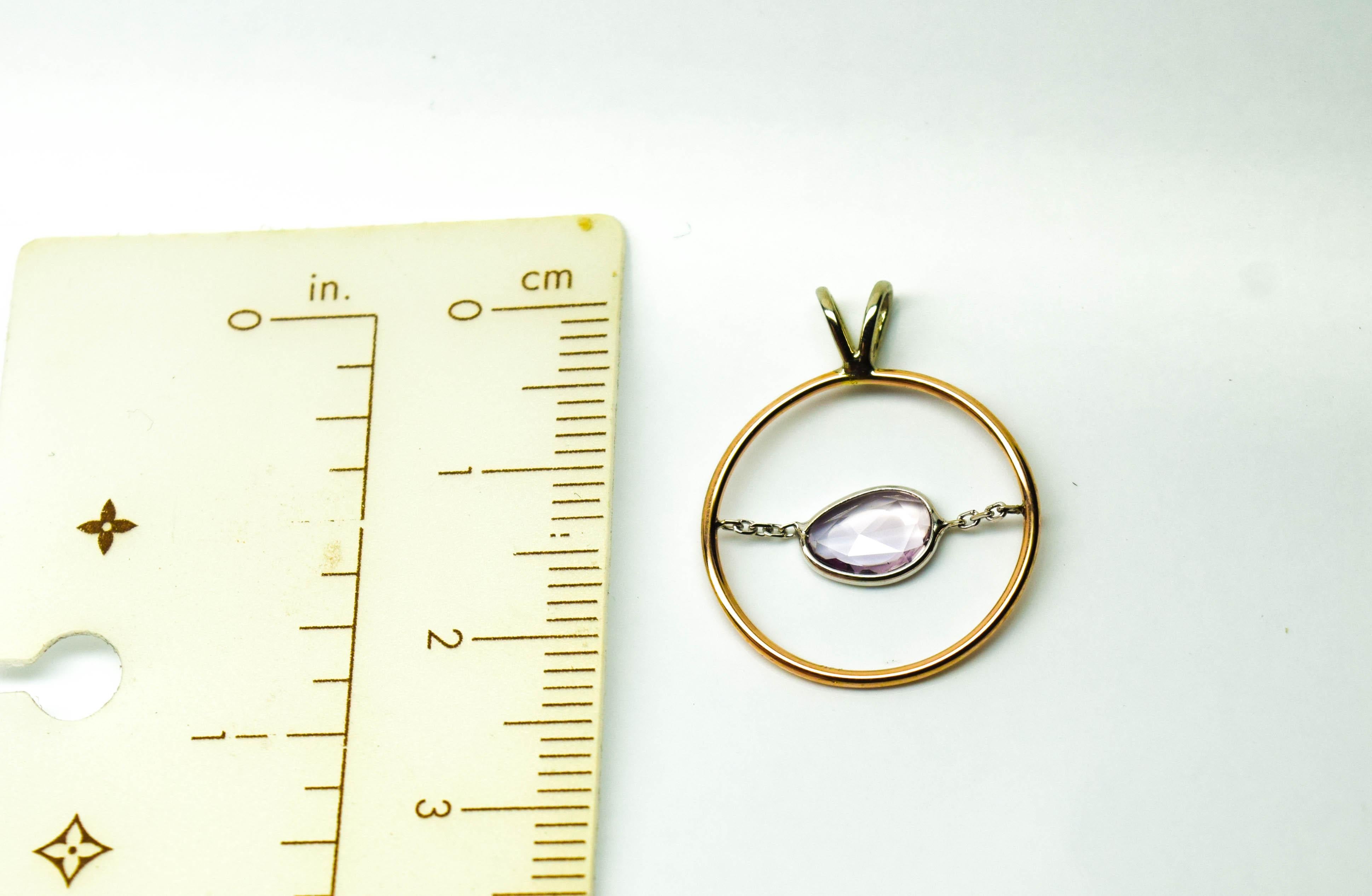 Rare untreated sapphire rosecut pendant 14KT gold For Sale 1
