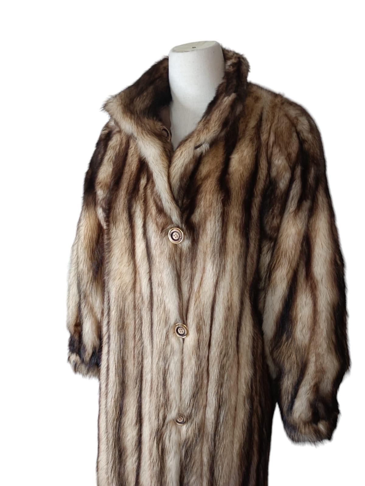 Brown Rare Unused Vintage German sable fur coat size 10 For Sale