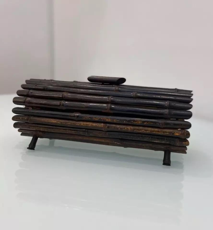 Art Deco Rare & Unusual 1920's Bamboo Silk Lined Box For Sale