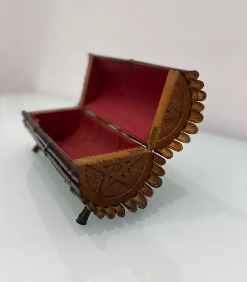 Unknown Rare & Unusual 1920's Bamboo Silk Lined Box For Sale