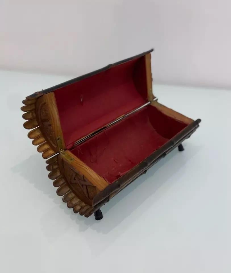 20th Century Rare & Unusual 1920's Bamboo Silk Lined Box For Sale