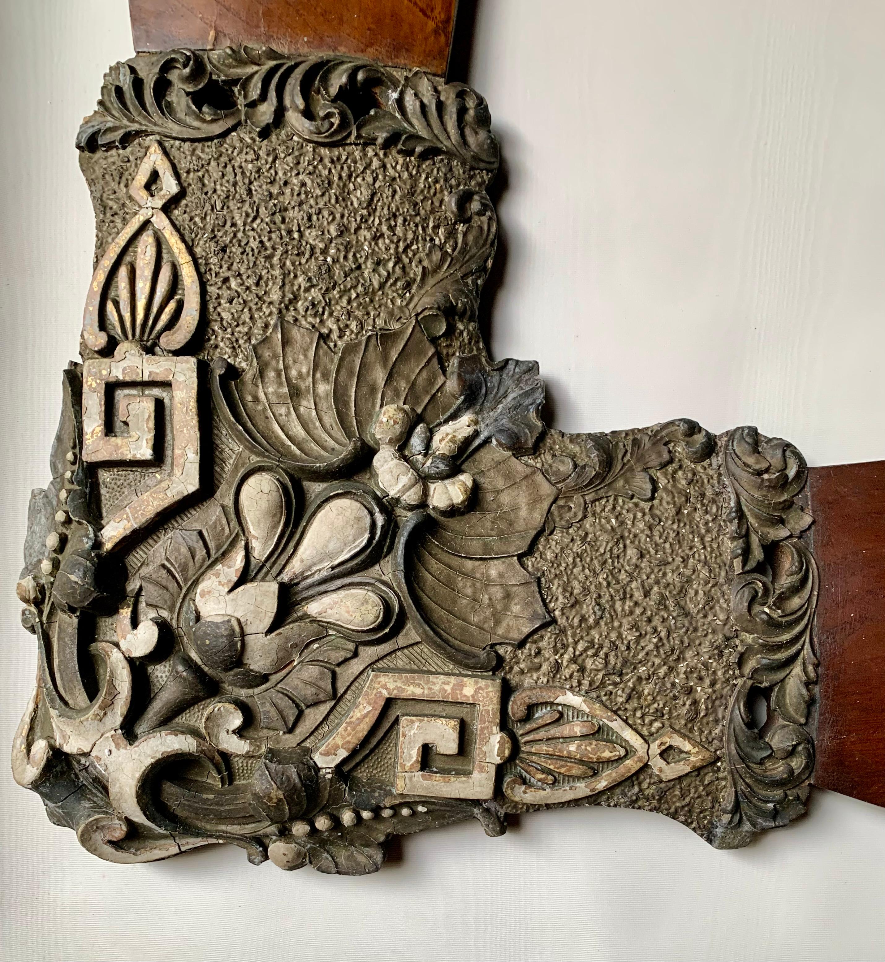 Rare Unusual Antique Art Nouveau Arts and Crafts Figured Oak Parcel Gilt Mirror For Sale 3