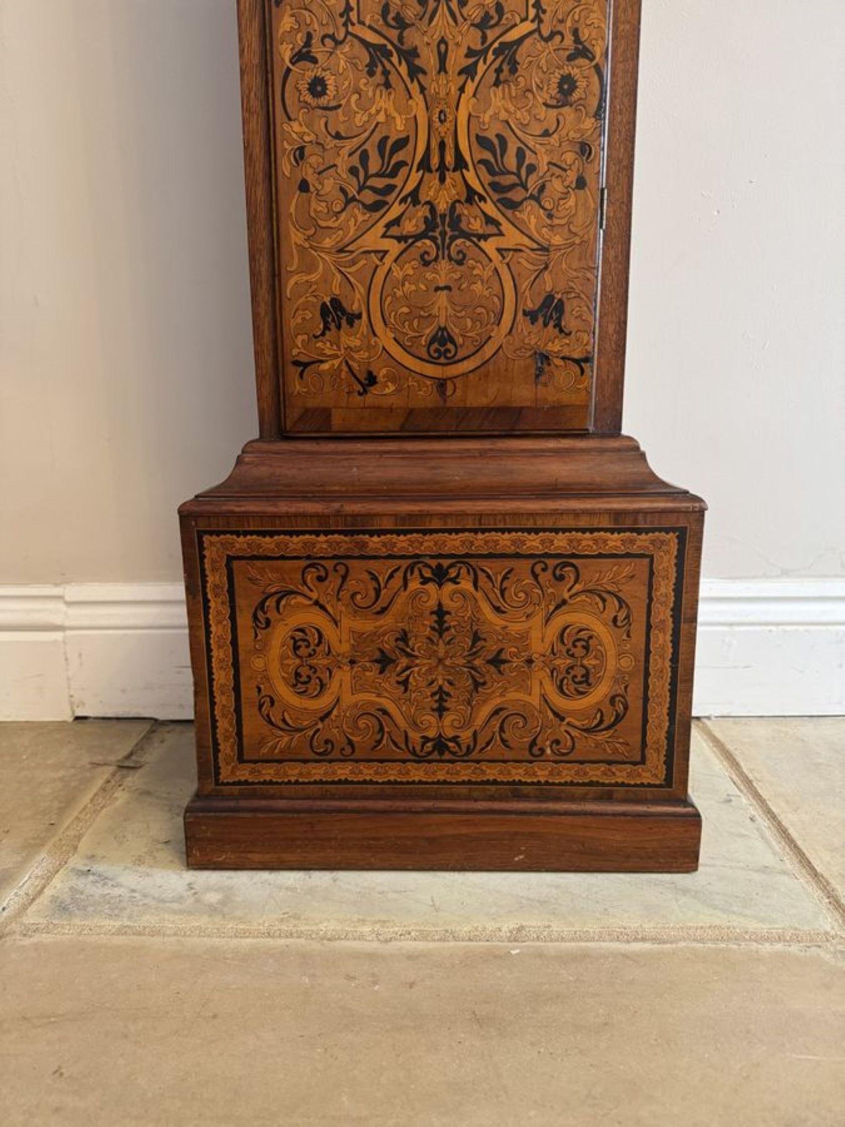 Rare unusual antique Edwardian musical quality inlaid marquetry grandmother cloc In Good Condition For Sale In Ipswich, GB
