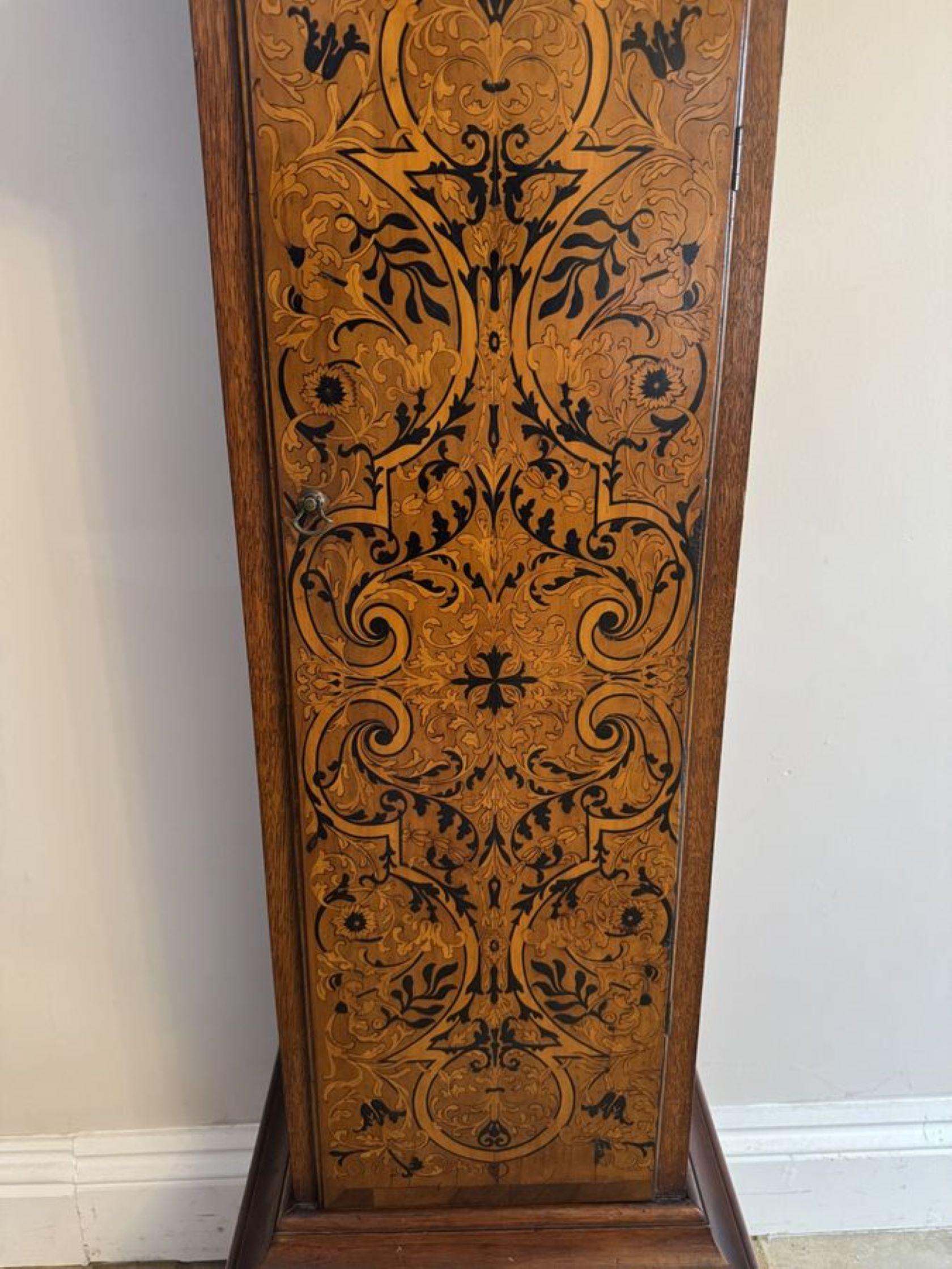 20th Century Rare unusual antique Edwardian musical quality inlaid marquetry grandmother cloc For Sale