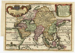 Rare Unusual Antique Map of Asia with a Landbridge from Korea to America, 1717