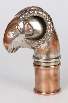 Rare and Unusual Antique Old Silver Plate Rams Head Table Snuff Box