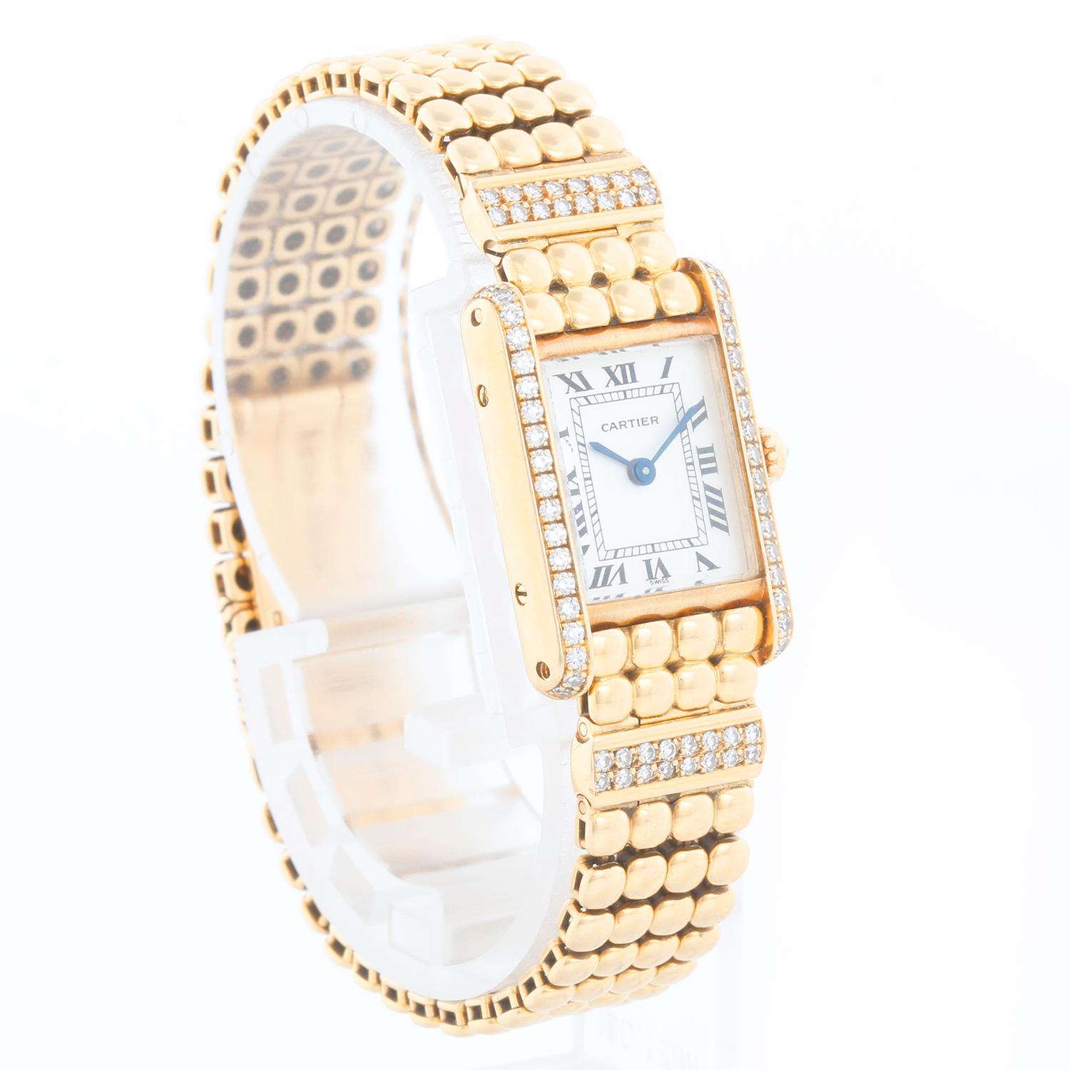 Rare & Unusual Cartier 18K Yellow Gold Tank Ladies Watch 8057 In Excellent Condition For Sale In Dallas, TX
