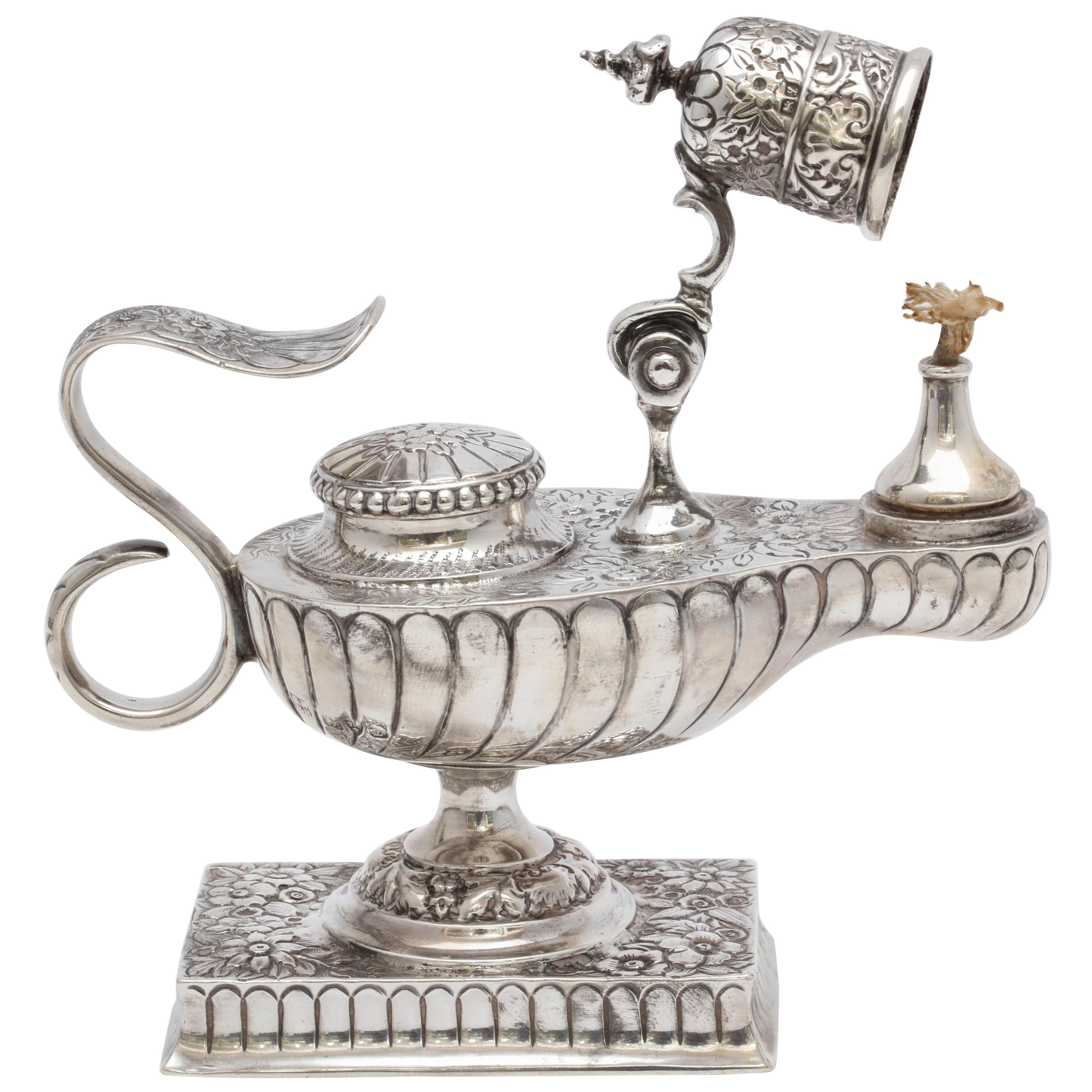 Rare, Unusual, Edwardian, Sterling Silver Aladdin's Lamp, Form Table Lighter