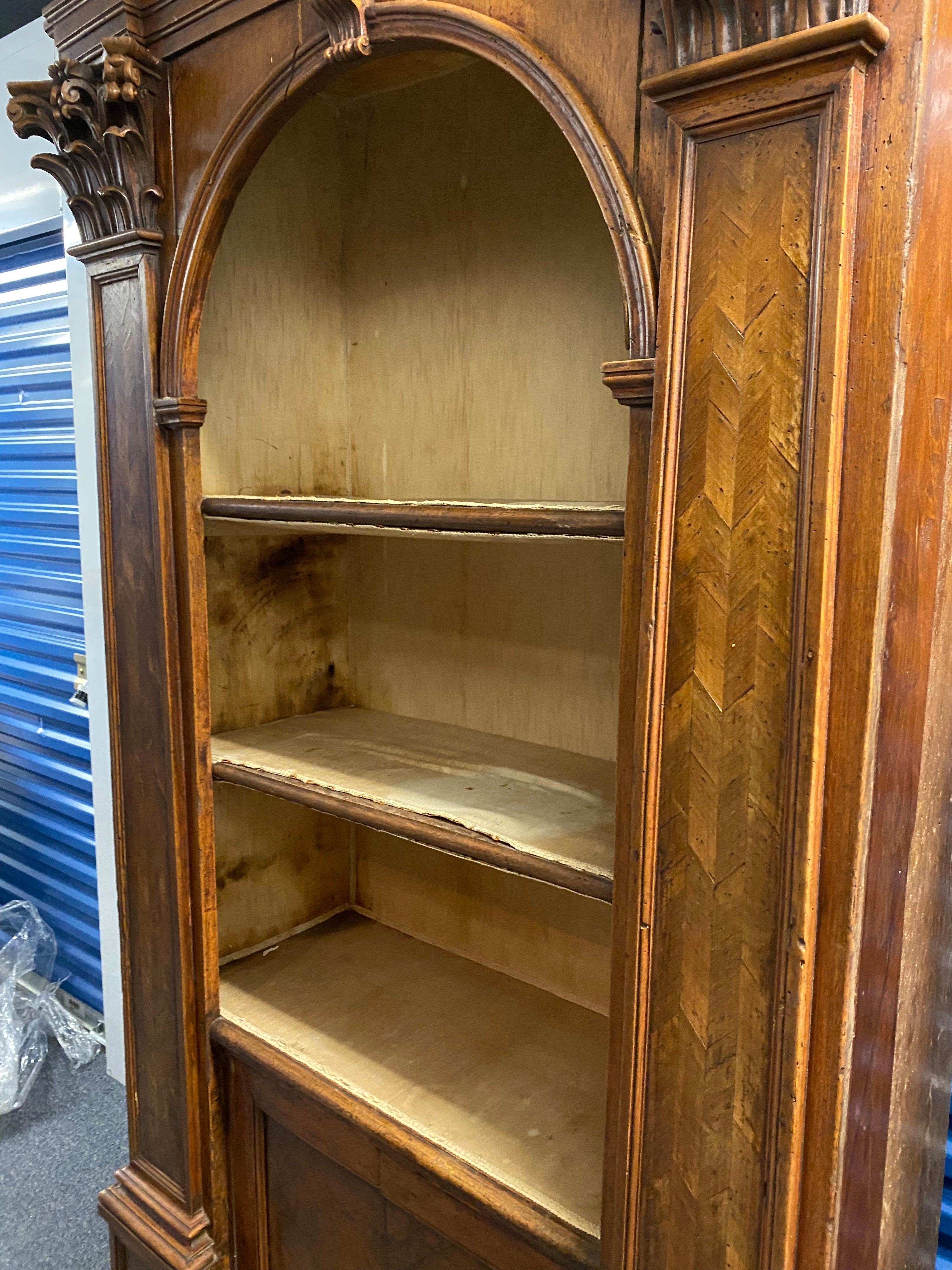 Rare & Unusual Set of Three 17th Century Italian Walnut Bookcases For Sale 3