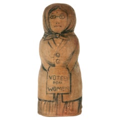 Coussin à épingles du Suffrage féminin peint à la main, rare et inhabituel, datant d'environ 1880-1900
