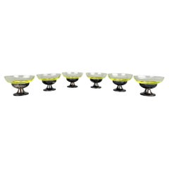 RARE Uranium Glass & Alpaca Glasses BREVET, Set of 6