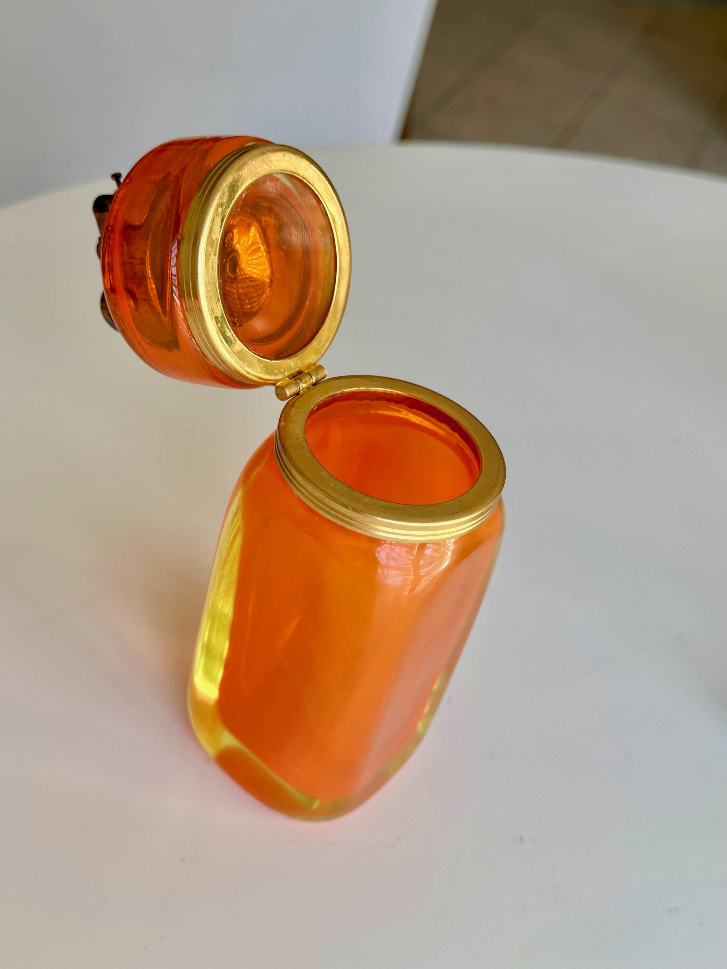Raro Encendedor y Portacigarrillos de Murano Naranja Sommerso de Uranio en venta 6