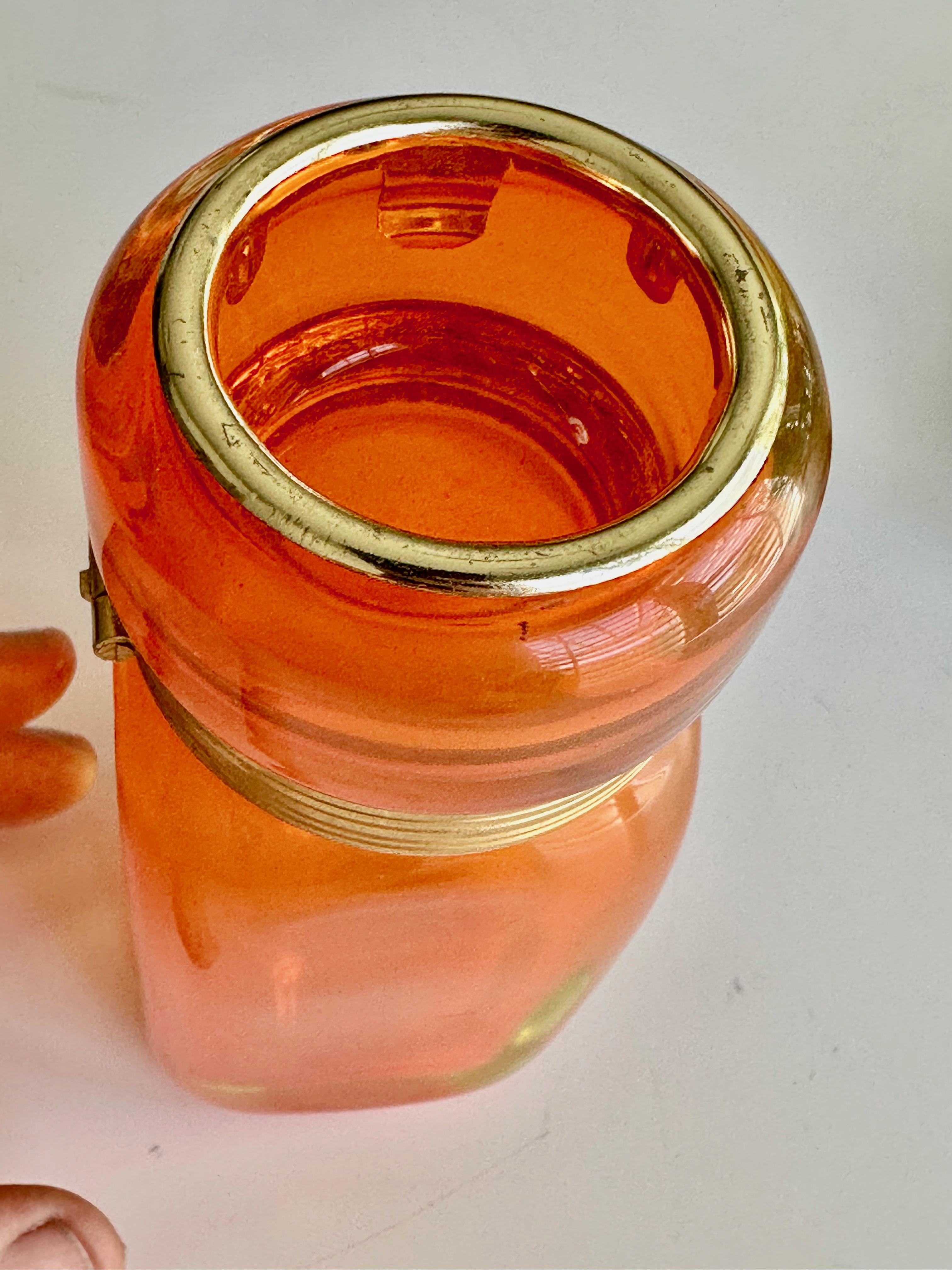 Raro Encendedor y Portacigarrillos de Murano Naranja Sommerso de Uranio en venta 10