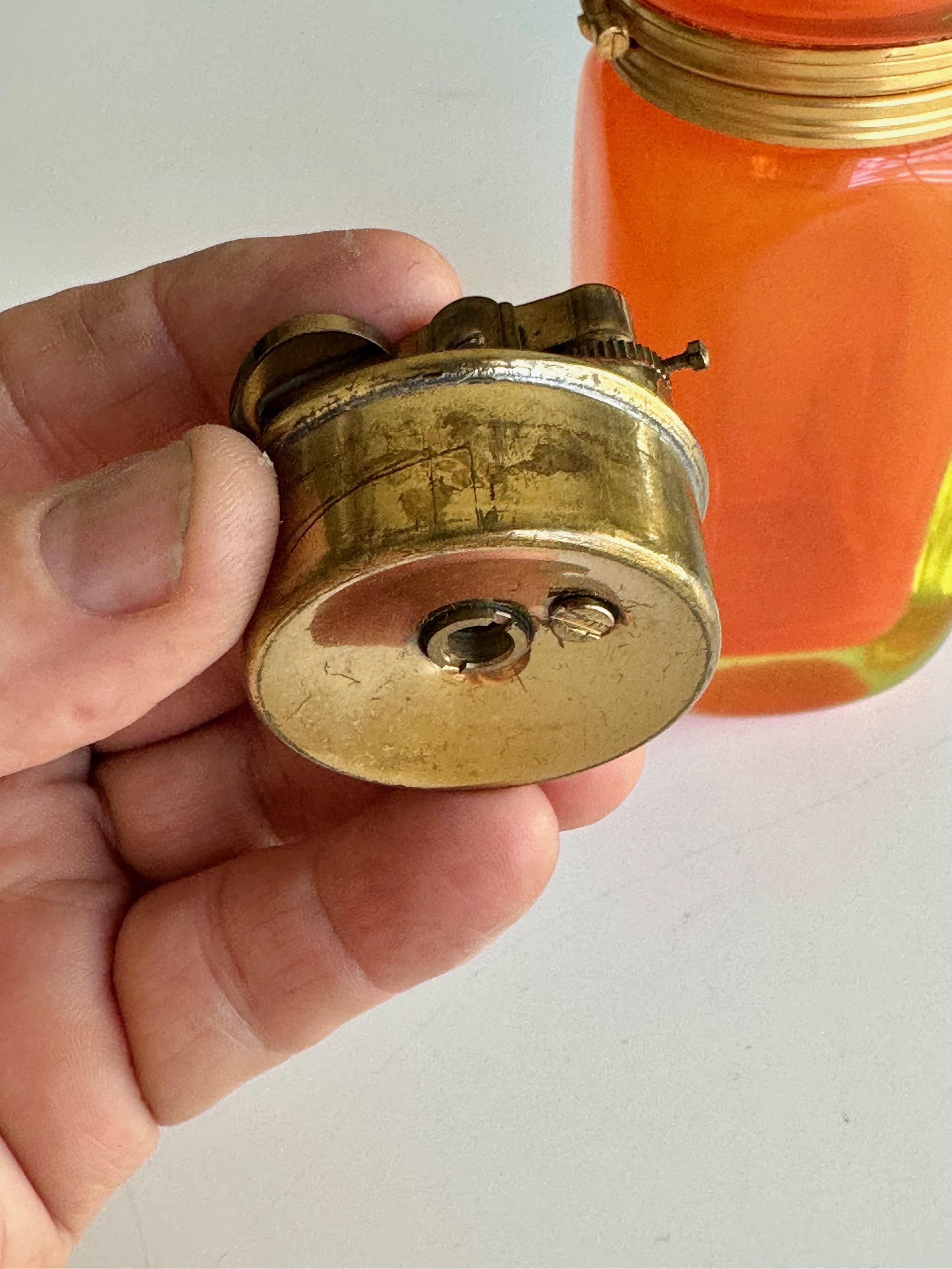 Raro Encendedor y Portacigarrillos de Murano Naranja Sommerso de Uranio en venta 11