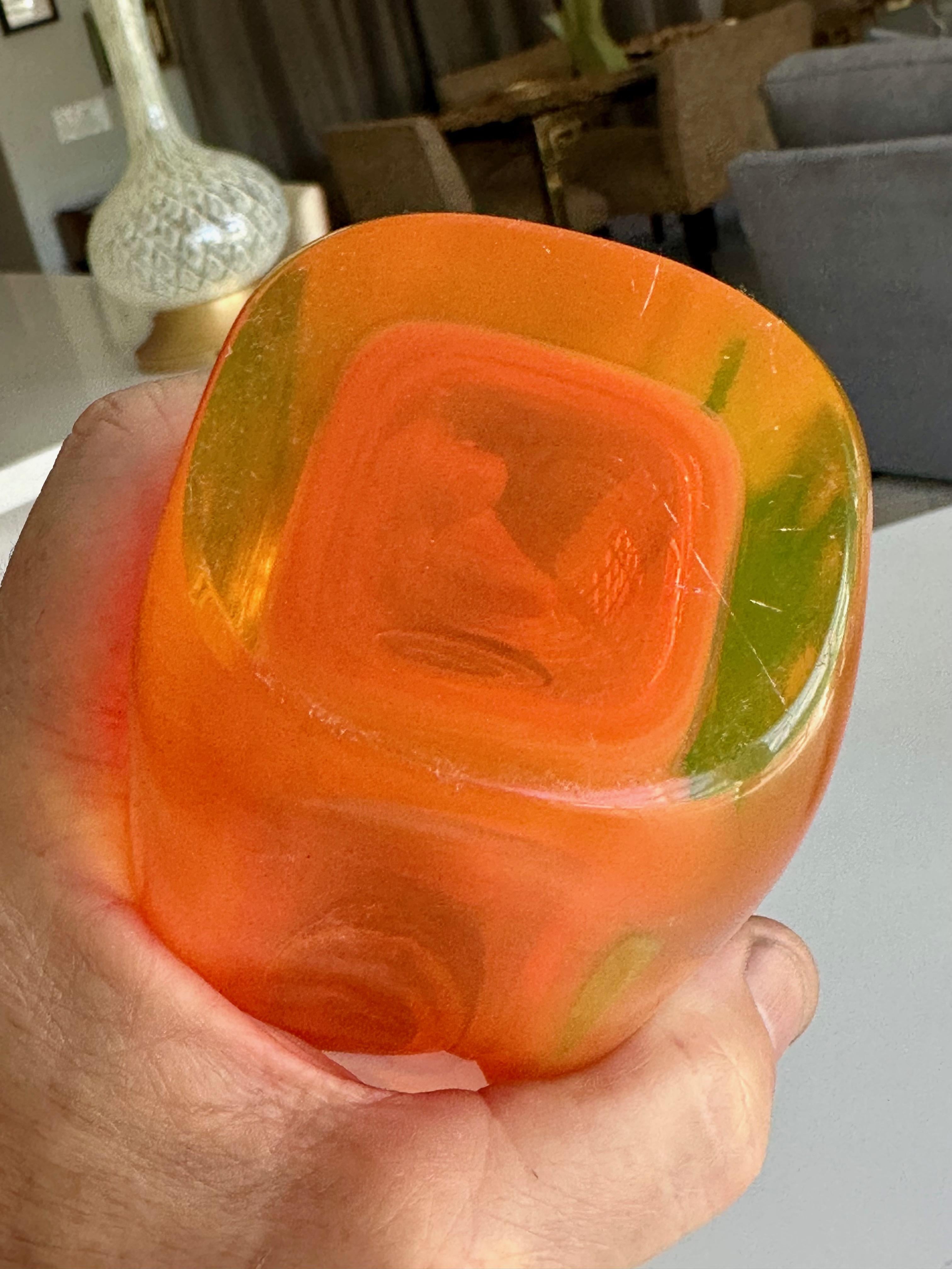 Raro Encendedor y Portacigarrillos de Murano Naranja Sommerso de Uranio en venta 12
