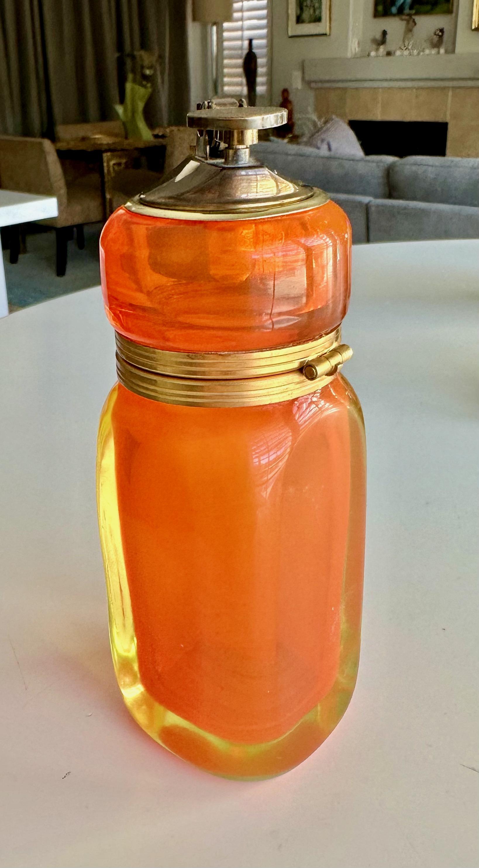 Raro Encendedor y Portacigarrillos de Murano Naranja Sommerso de Uranio en venta 2