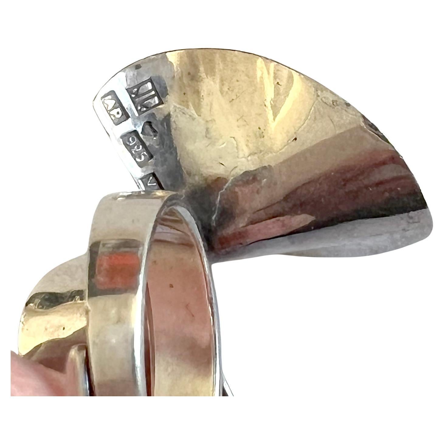 Rare Urpo Kajander Kaunis Koru Finnish Modernist Sterling Silver Bow Twist Ring 2