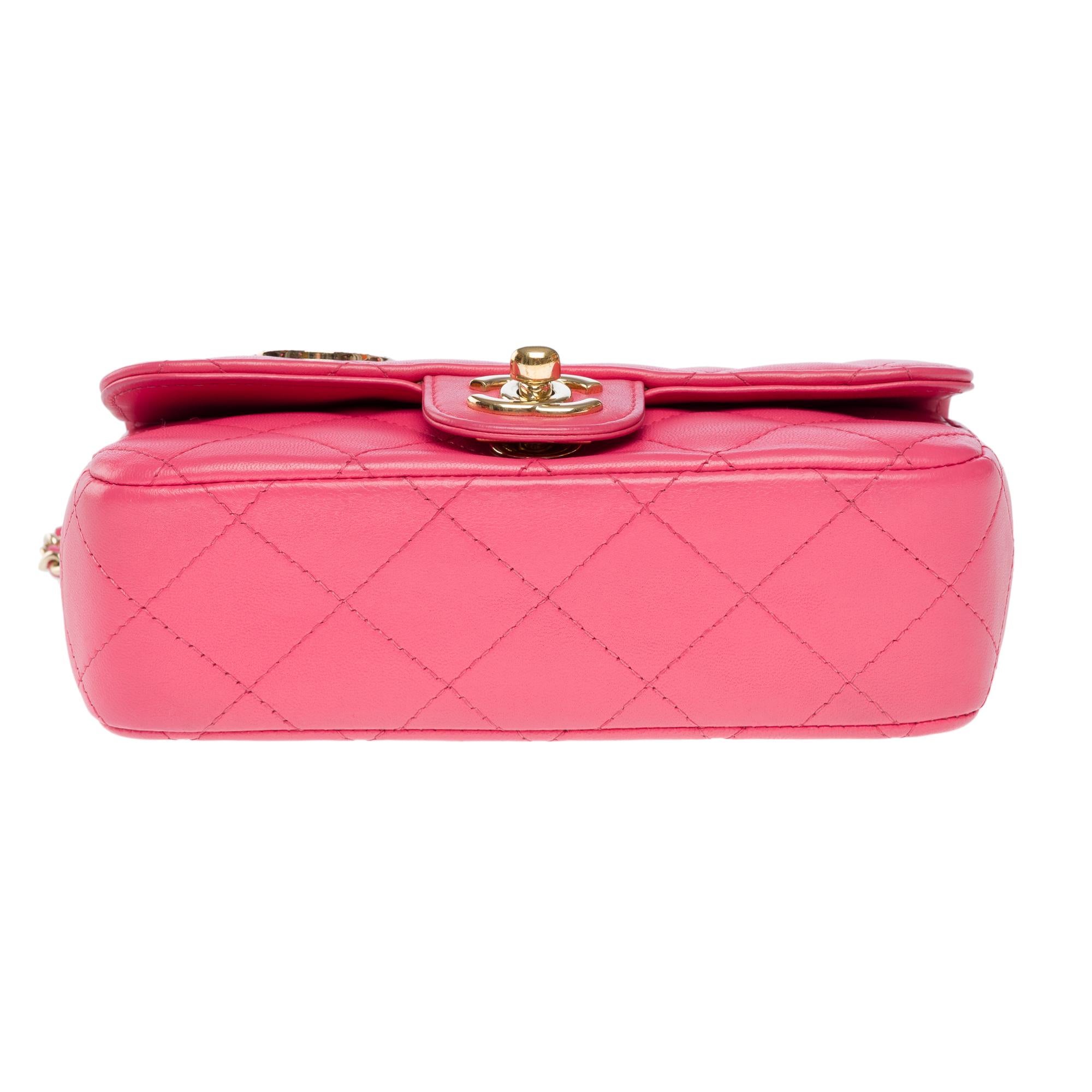 Rare V for Victory Chanel Timeless Mini in Pink quilted lambskin leather , GHW For Sale 6