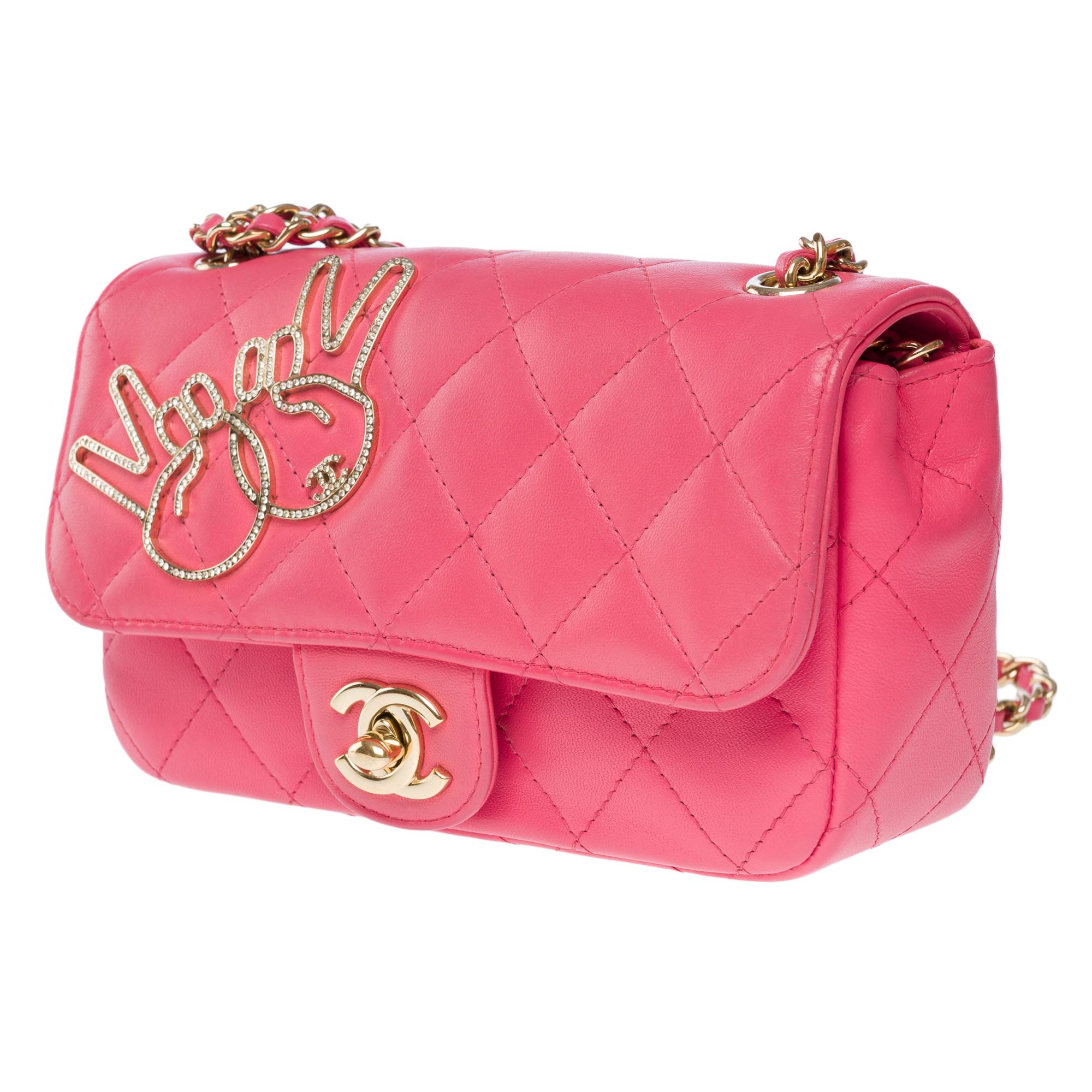Women's Rare V for Victory Chanel Timeless Mini in Pink quilted lambskin leather , GHW For Sale