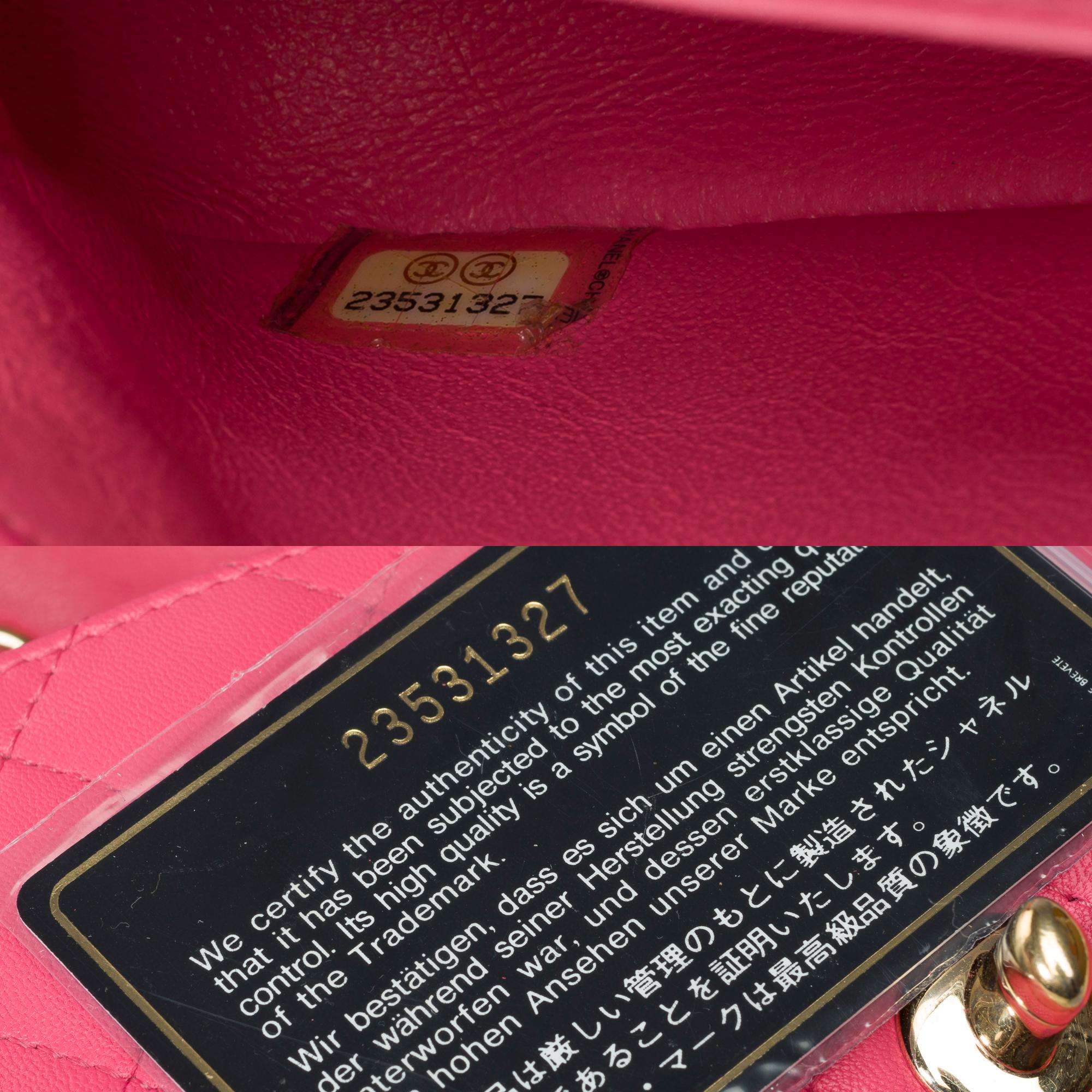 Rare V for Victory Chanel Timeless Mini in Pink quilted lambskin leather , GHW For Sale 3