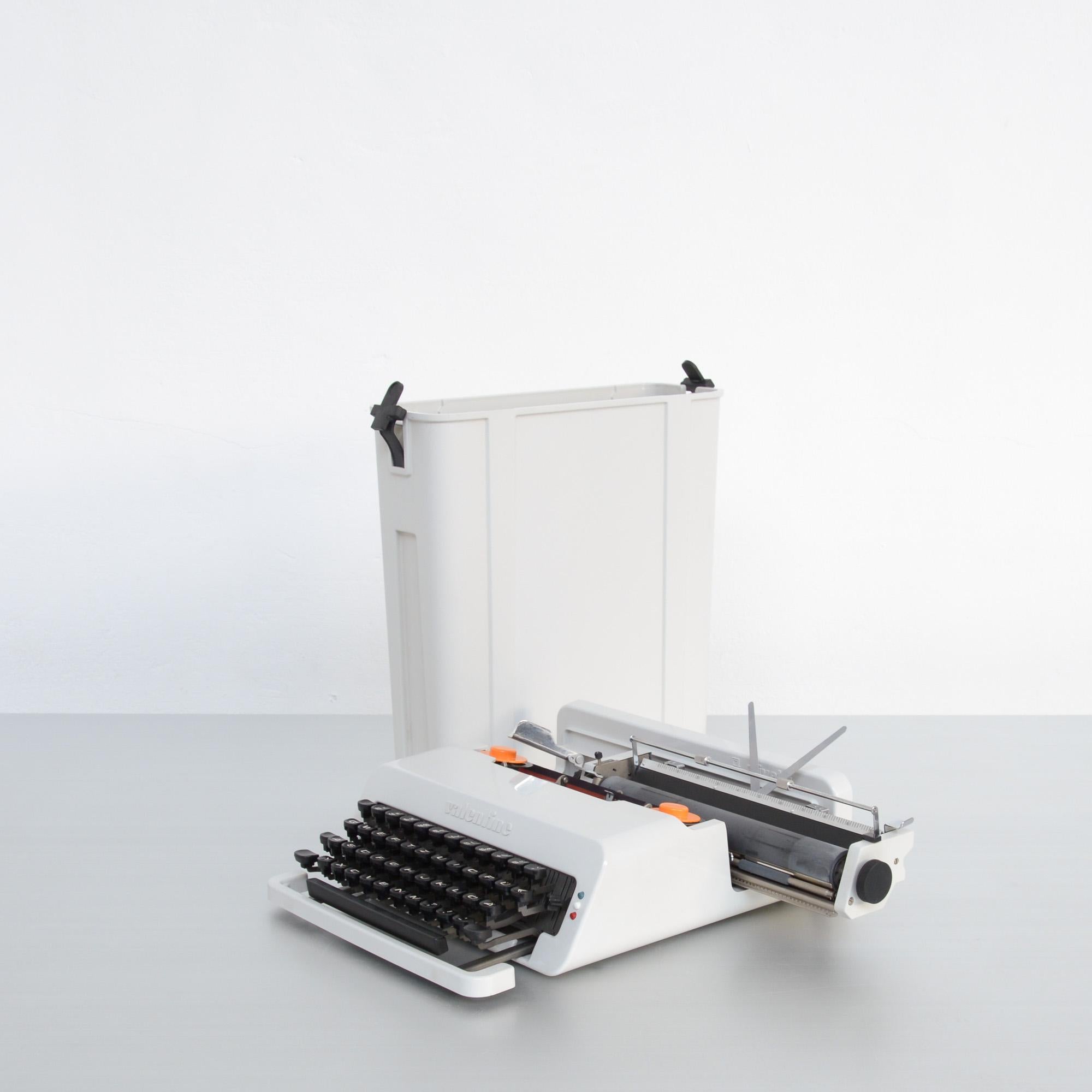 The ‘Valentine’ typewriter was designed by Ettore Sottsass for Olivetti, Italy in 1969. This first edition was produced in Barcelona, the second edition was manufactured in Mexico.
The Valentine typewriter was launched on 14 February 1969, that