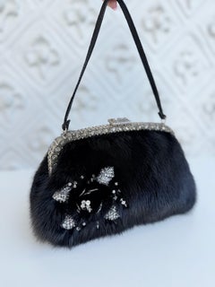 Rare Valentino Fall/Winter 2005 black mink fur purse