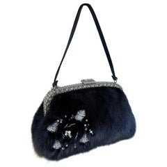 Rare Valentino Fall/Winter 2005 black mink fur purse