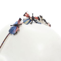 rare VALENTINO feather butterfly bead embellished gold tone crown head band