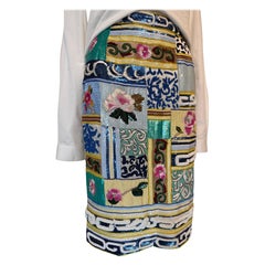 Raro Valentino Garavani Primavera/Verano 1992 Pasarela Falda bordada a mano con pedrería