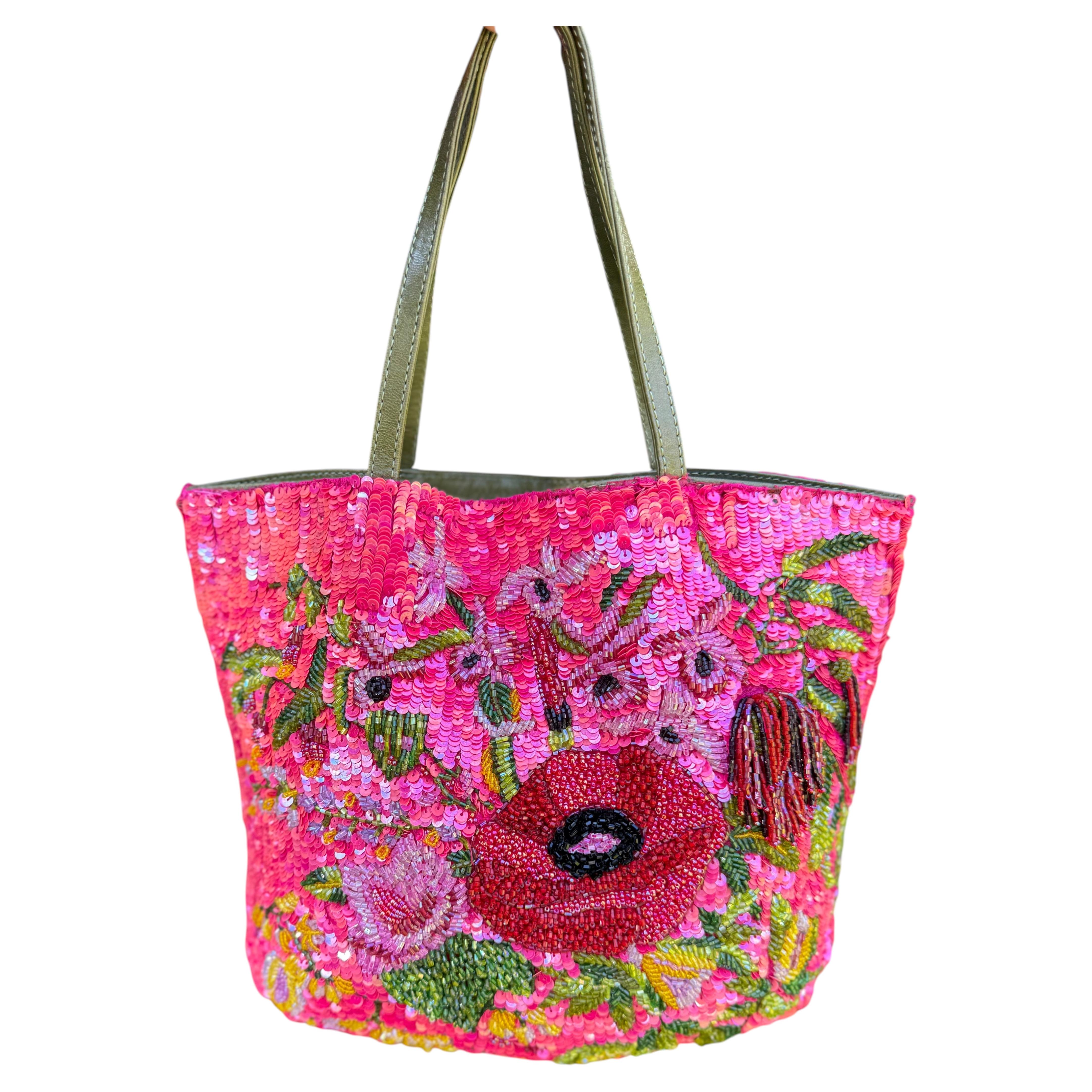 Bolso tote raro de Valentino Garavani, de la colección de pasarela Primavera/Verano 2000, bordado a mano