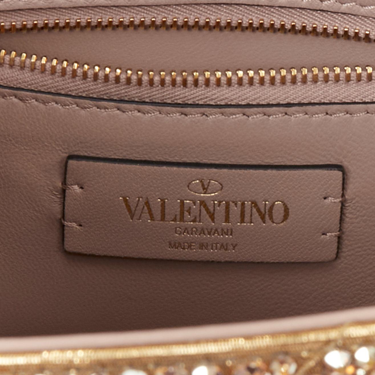 rare VALENTINO Roman Stud Medium rhinestone crystal chain turnlock shoulder bag en vente 7