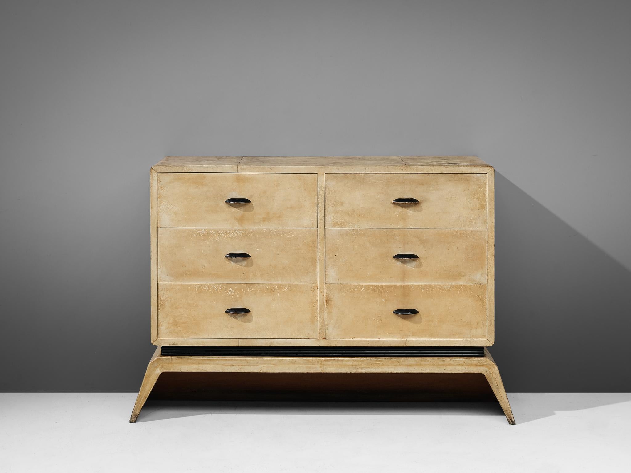Mid-Century Modern Rare Valzania Sideboard with Drawers in Parchment For Sale