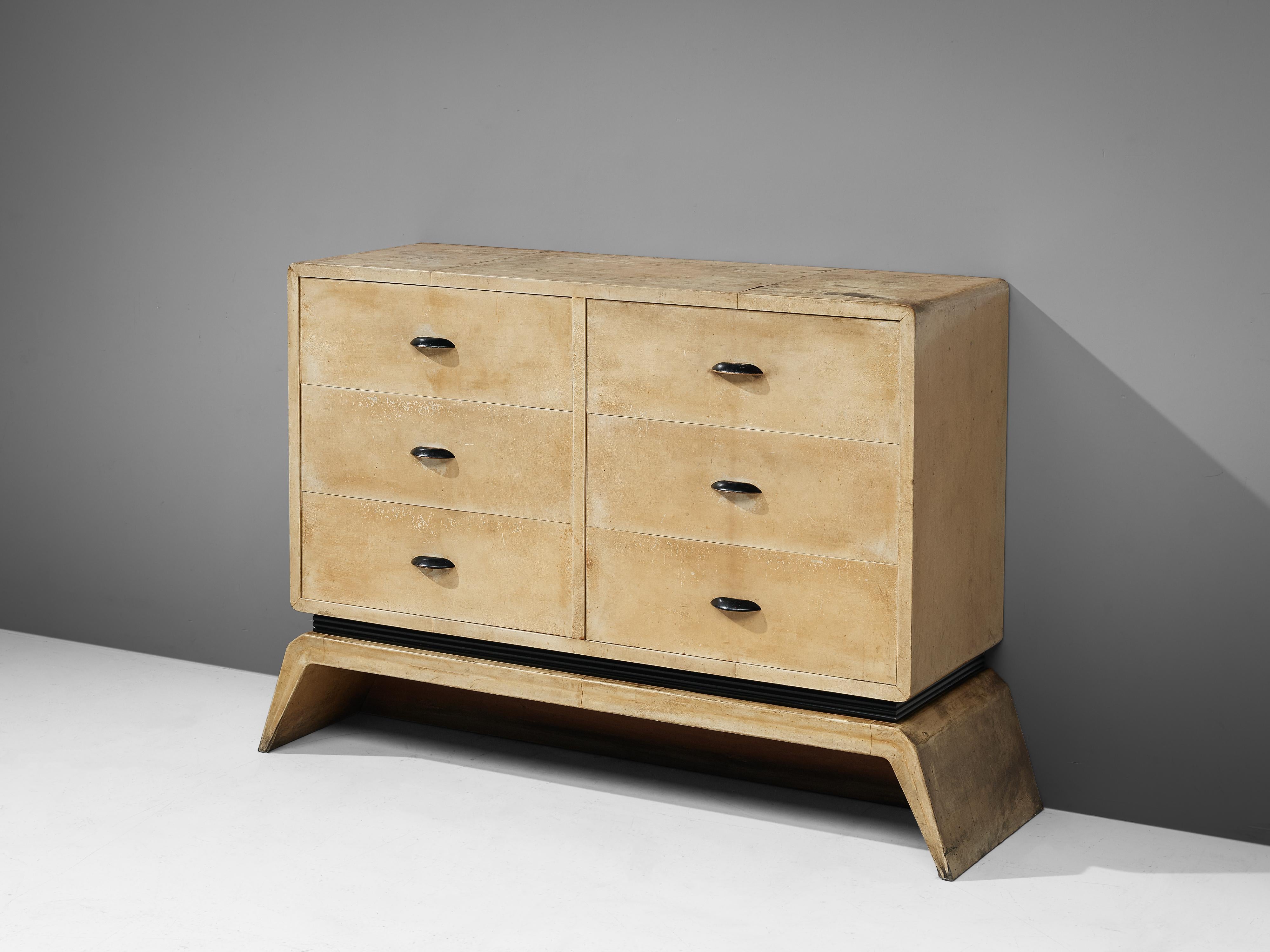 Mid-20th Century Rare Valzania Sideboard with Drawers in Parchment