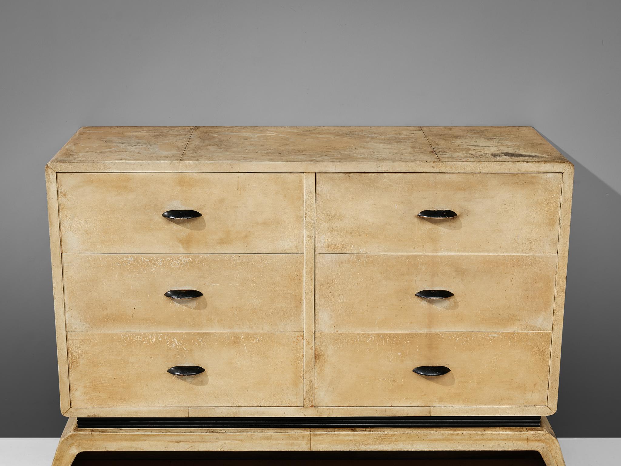 Rare Valzania Sideboard with Drawers in Parchment For Sale 1