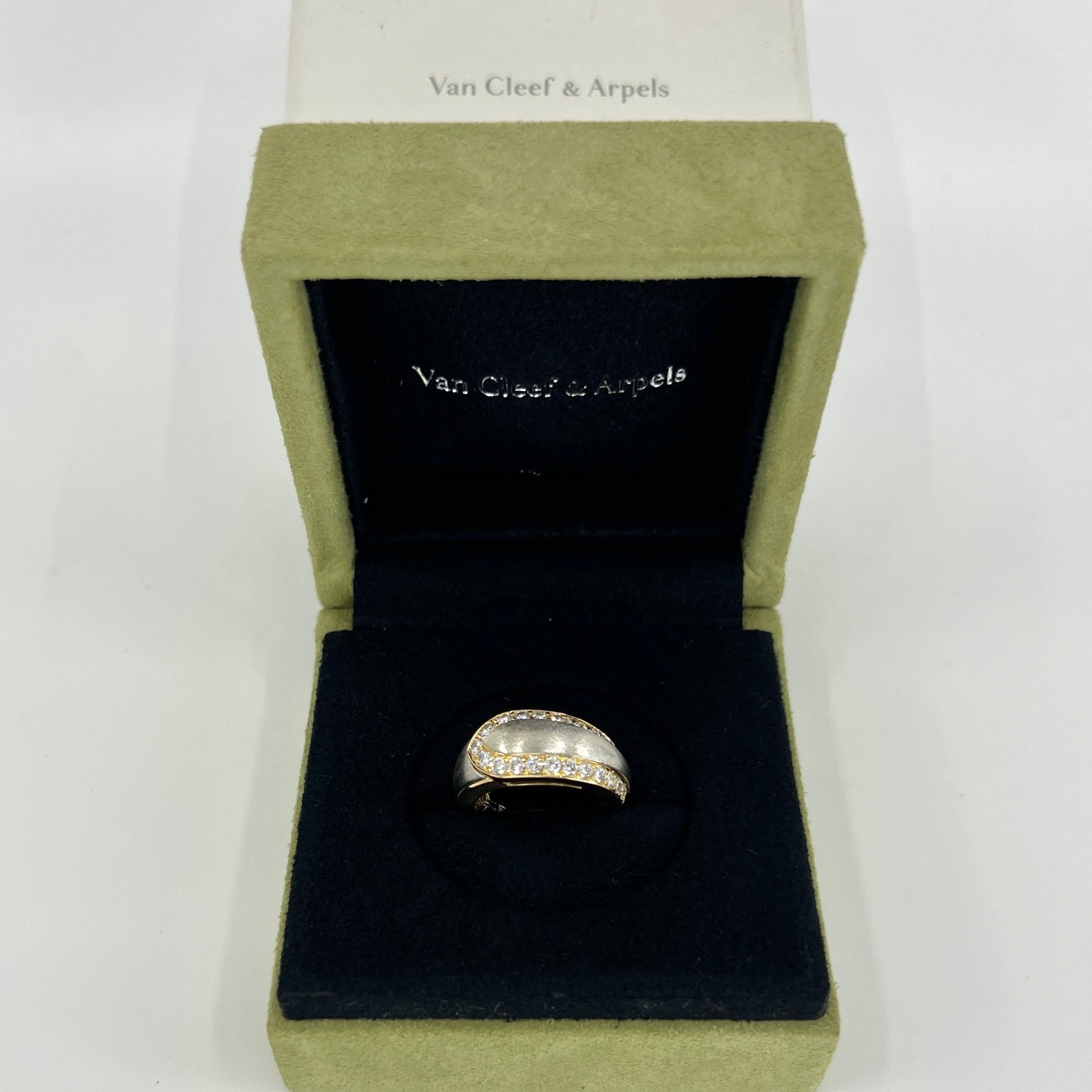 Rare Van Cleef & Arpels 0.80ct Diamond 18k White And Yellow Gold Cocktail Ring For Sale 6