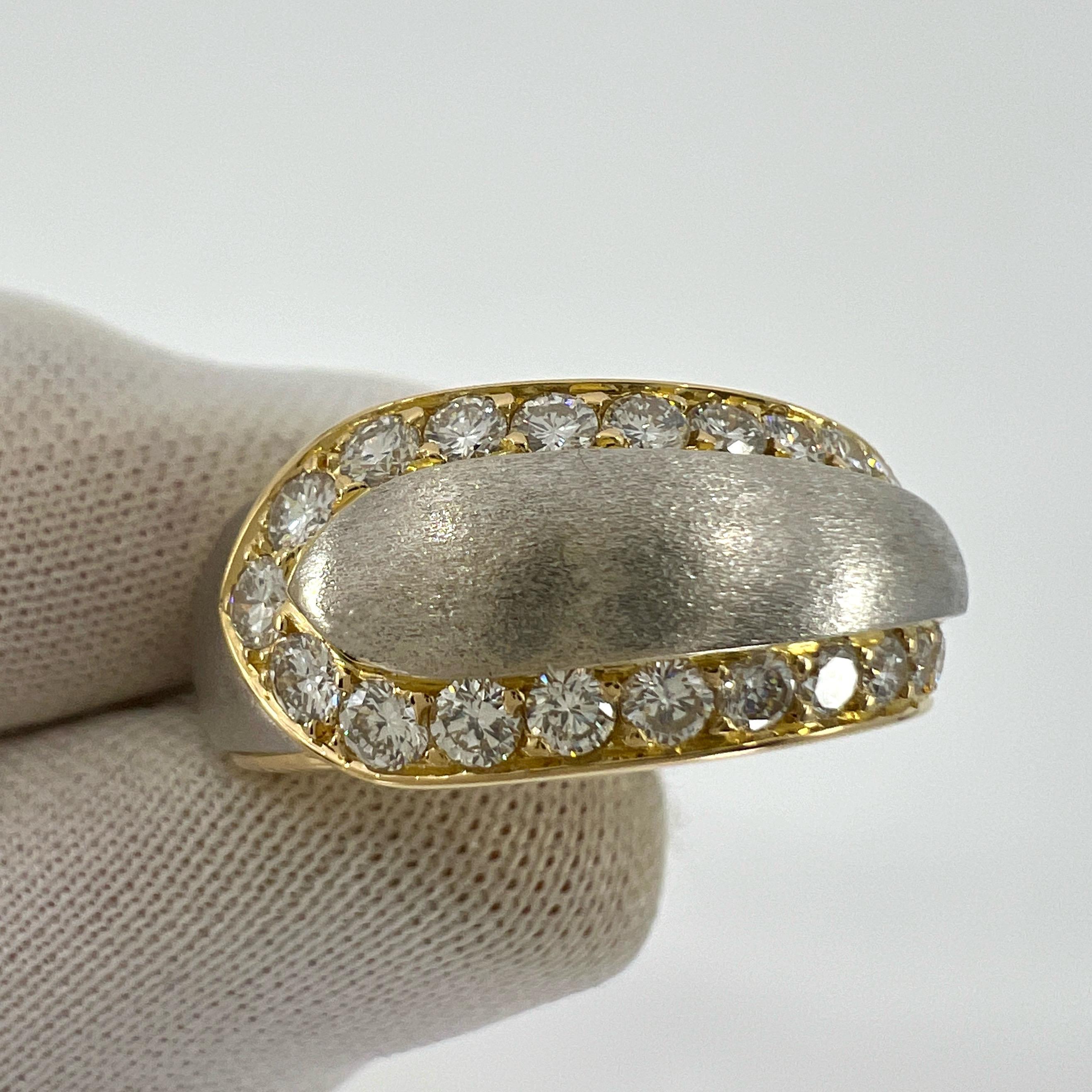 Rare Van Cleef & Arpels 0.80ct Diamond 18k White And Yellow Gold Cocktail Ring In Excellent Condition For Sale In Birmingham, GB
