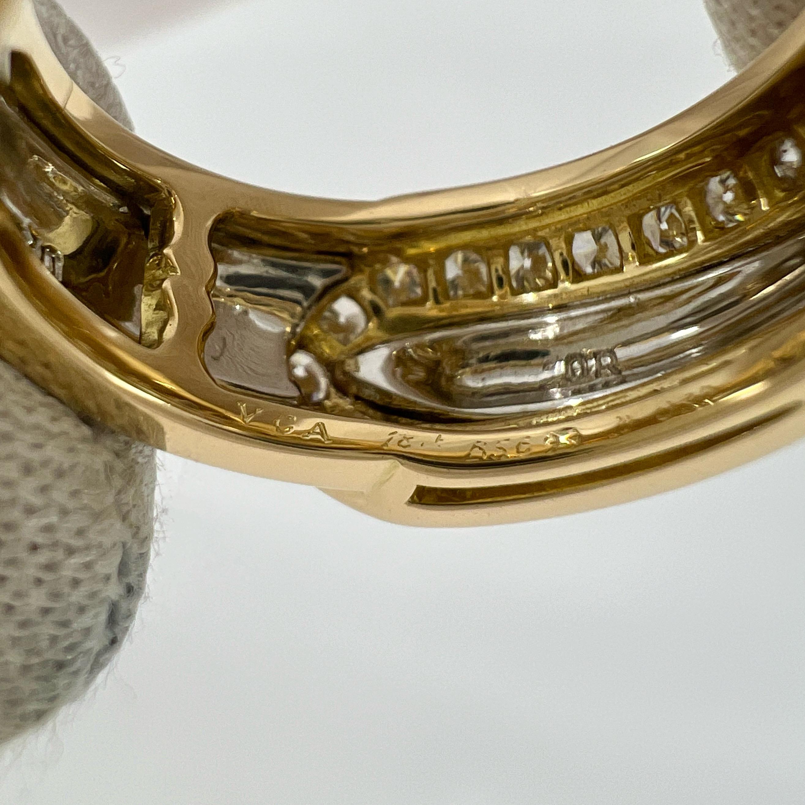 Rare Van Cleef & Arpels 0.80ct Diamond 18k White And Yellow Gold Cocktail Ring For Sale 4