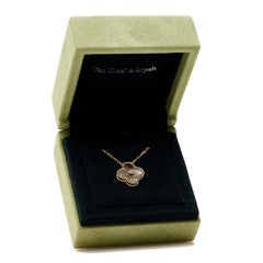 Rare Van Cleef & Arpels 18k Rose Gold Diamond Grey Mop Vintage Alhambra Pendant