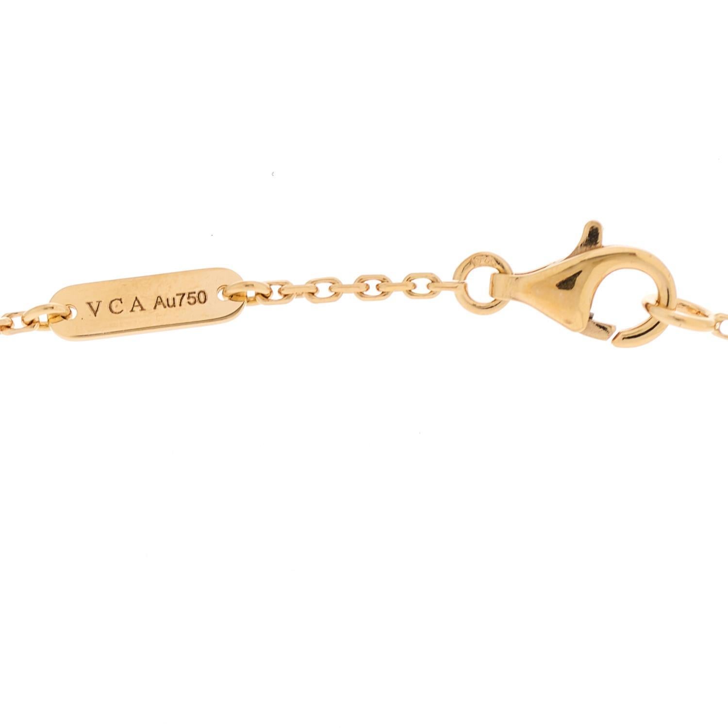 Rare Van Cleef & Arpels Or Rose 18k Diamond Grey Mop Vintage Alhambra Pendentif en vente 4