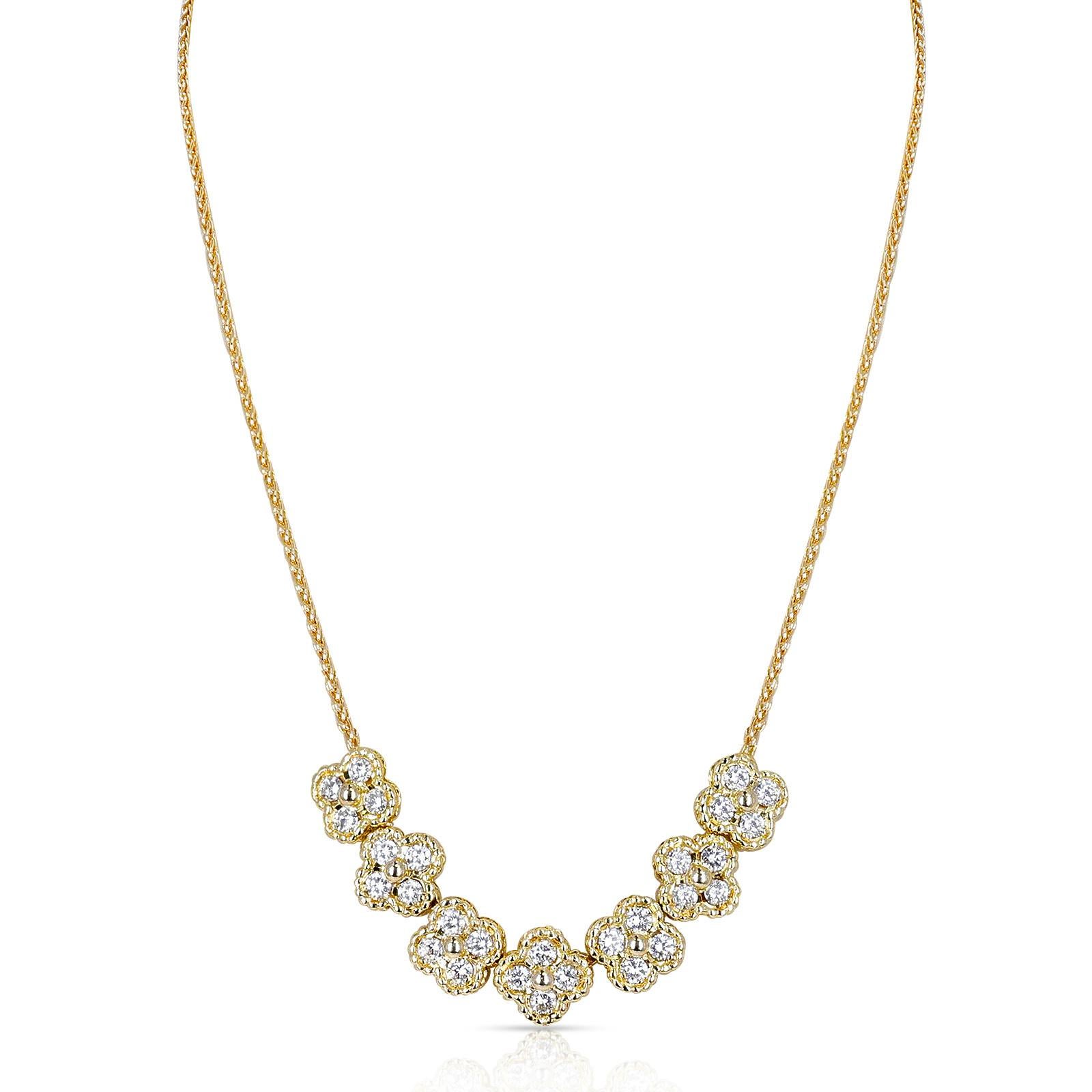 A Rare Van Cleef & Arpels 7 Motif Alhambra Necklace made in 18 Karat Yellow Gold.