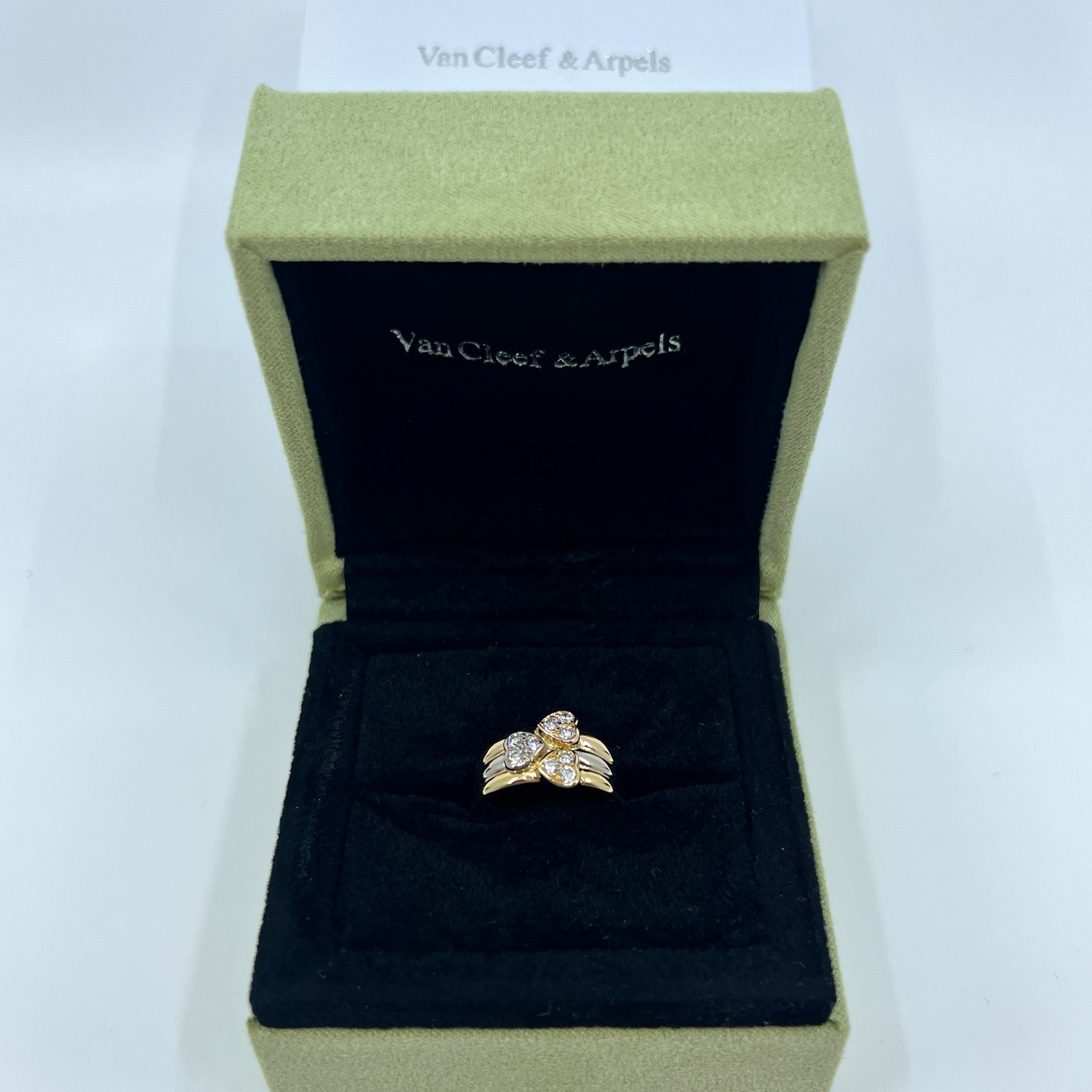 Seltener Van Cleef & Arpels Diamant-Herz-Ring aus 18 Karat mehrfarbigem dreifarbigem Gold mit Diamanten im Angebot 7