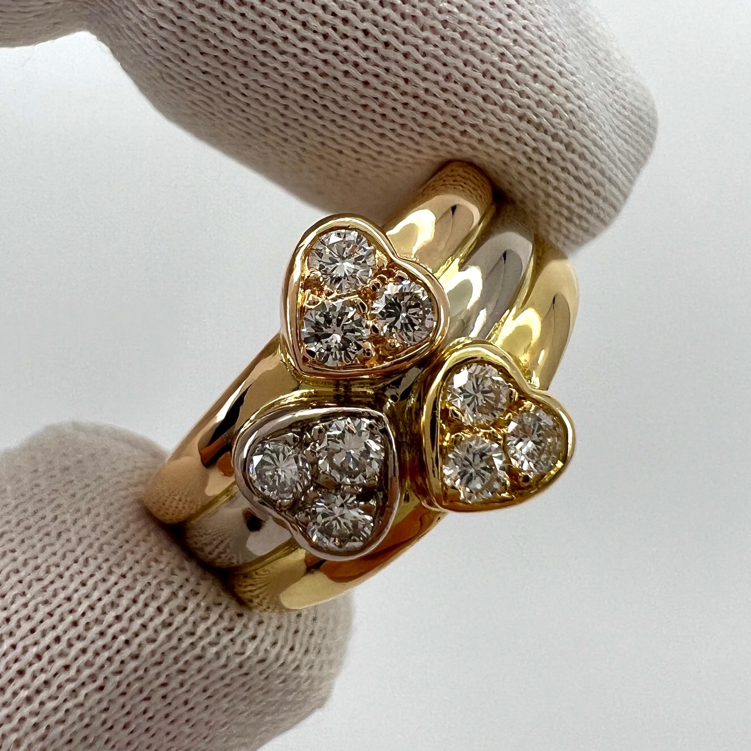 Seltener Van Cleef & Arpels Diamant-Herz-Ring aus 18 Karat mehrfarbigem dreifarbigem Gold mit Diamanten im Zustand „Hervorragend“ im Angebot in Birmingham, GB