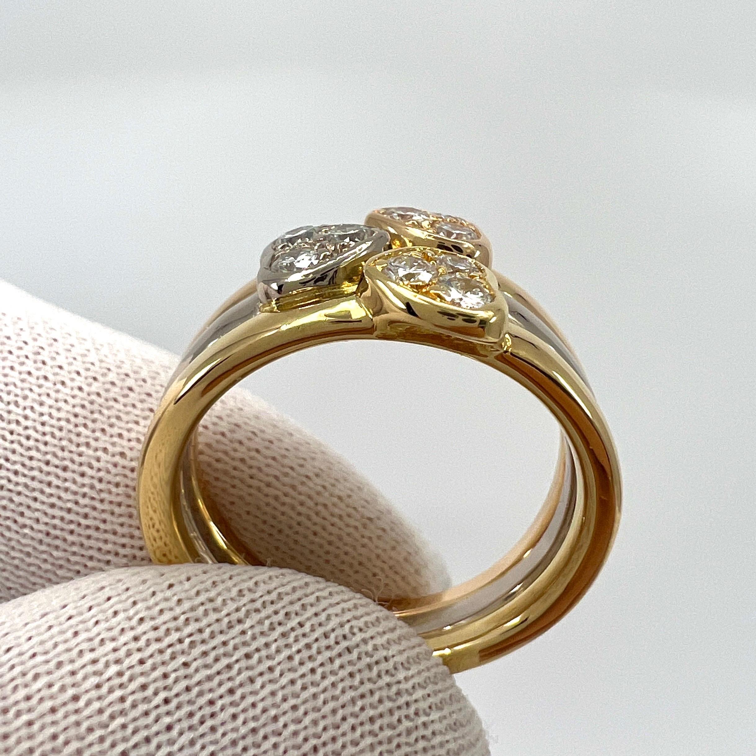 Seltener Van Cleef & Arpels Diamant-Herz-Ring aus 18 Karat mehrfarbigem dreifarbigem Gold mit Diamanten im Angebot 1