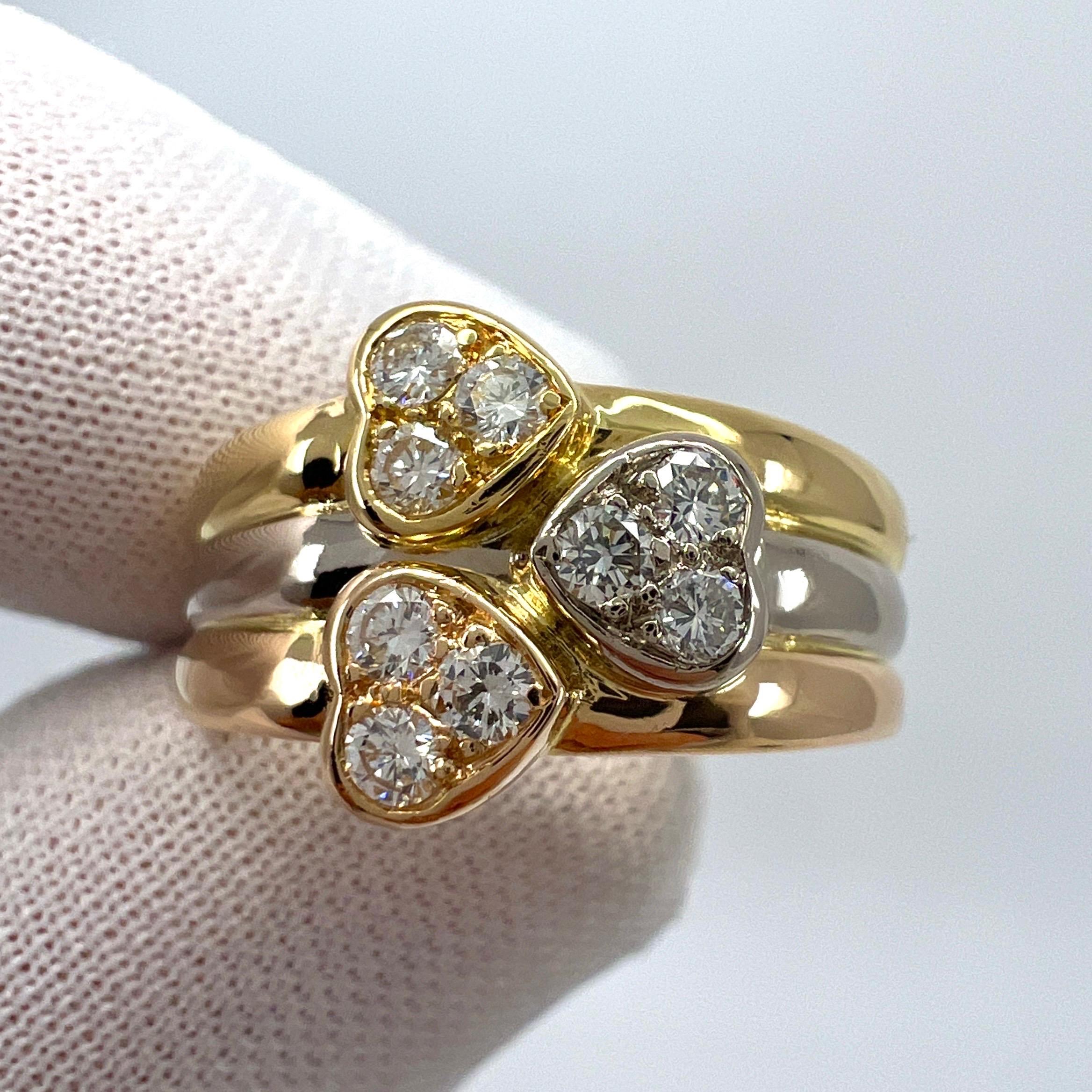 Seltener Van Cleef & Arpels Diamant-Herz-Ring aus 18 Karat mehrfarbigem dreifarbigem Gold mit Diamanten im Angebot 4