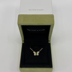 Rare Van Cleef & Arpels Emerald & Diamond Papillion Butterfly 18k Gold Necklace
