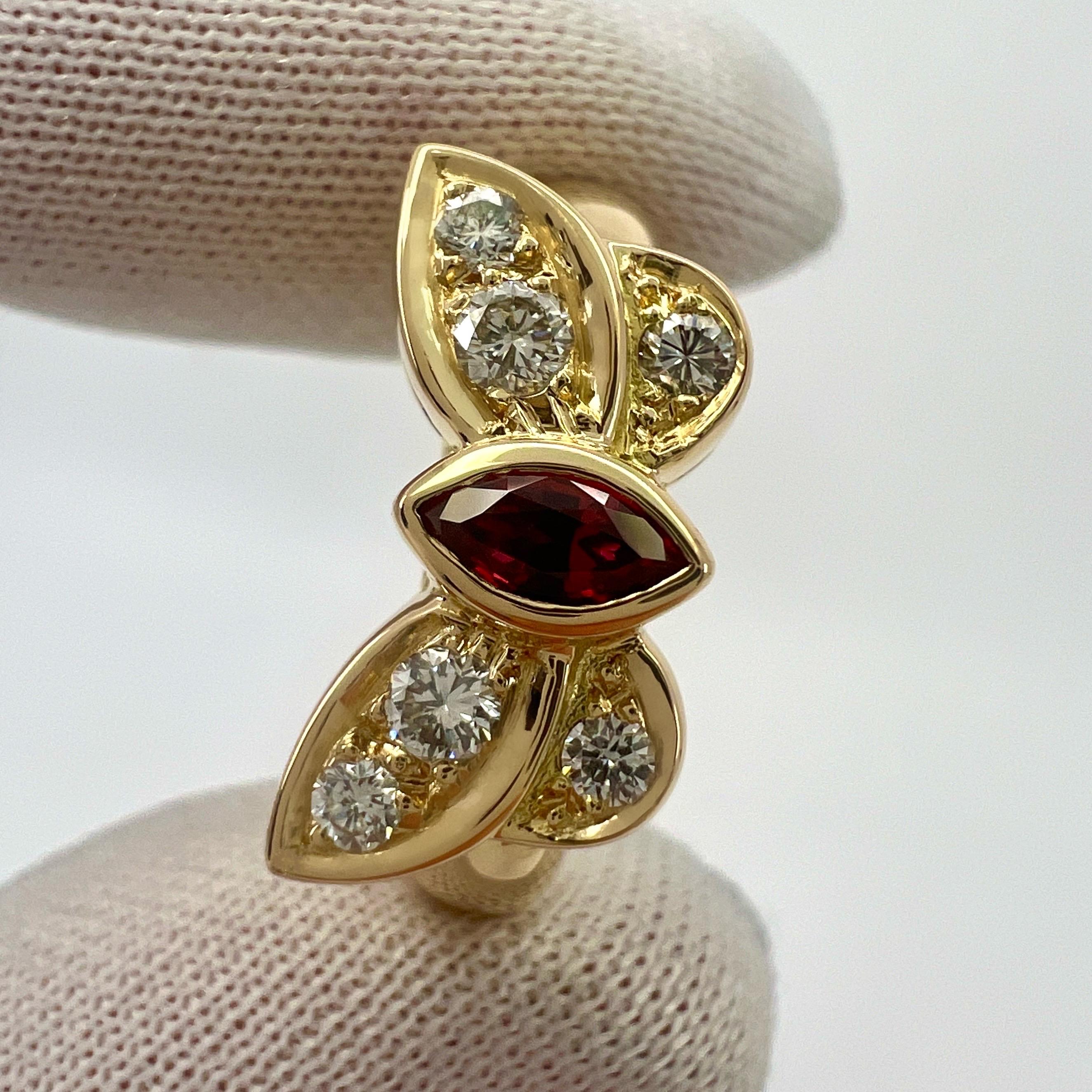 Rare Van Cleef & Arpels Fine Vivid Red Marquise Ruby & Diamond Butterfly Ring For Sale 5