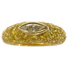 Rare Van Cleef & Arpels Pavé Vivid Fancy Yellow Diamond Cocktail Bombé Ring